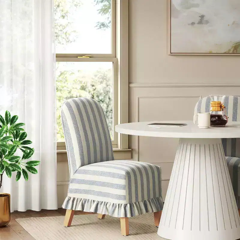Rounded Back Slipcovered Dining Chair with Ruffle - Threshold