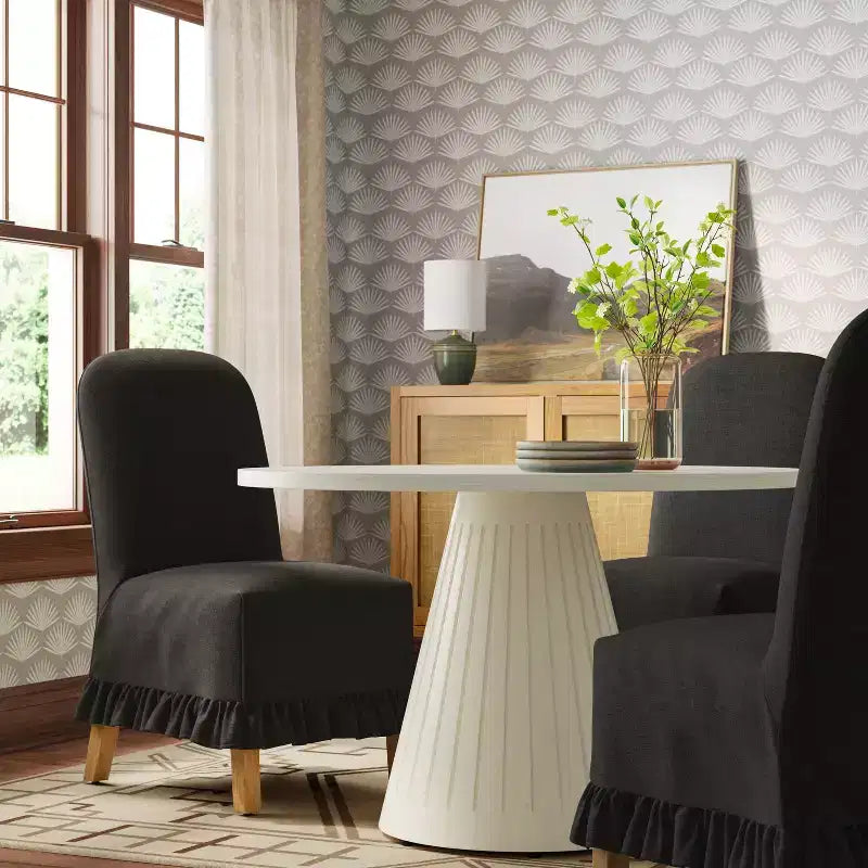 Rounded Back Slipcovered Dining Chair with Ruffle - Threshold