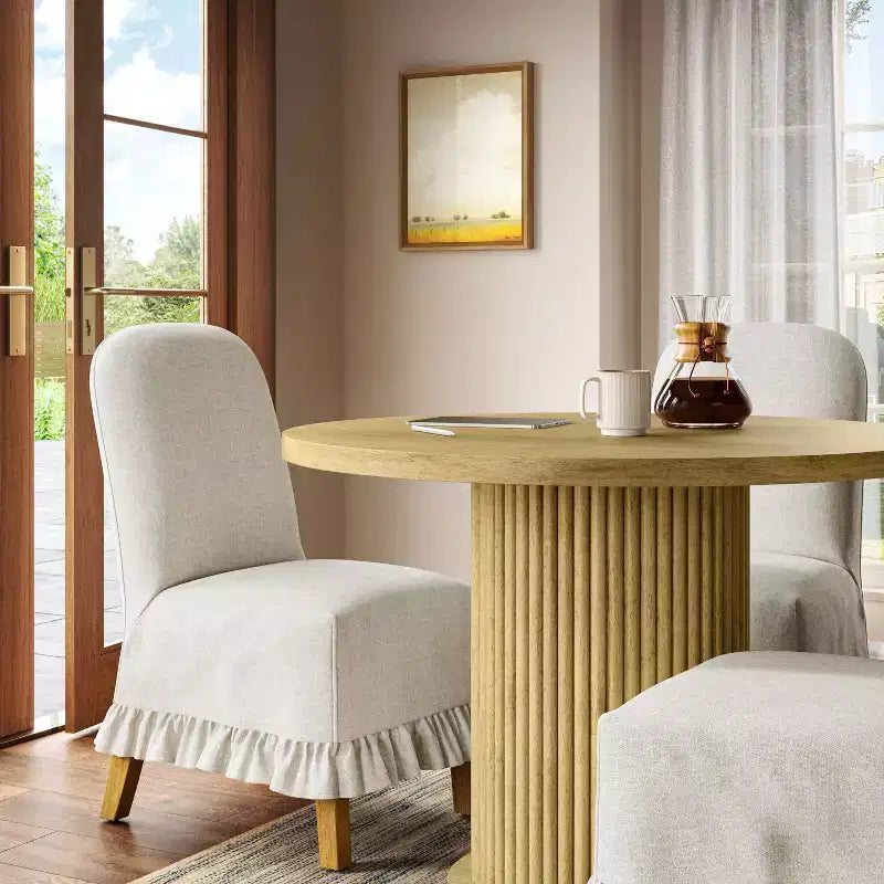 Rounded Back Slipcovered Dining Chair with Ruffle - Threshold