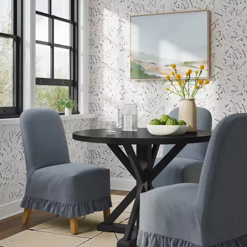 Rounded Back Slipcovered Dining Chair with Ruffle - Threshold