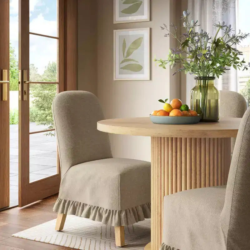 Rounded Back Slipcovered Dining Chair with Ruffle - Threshold