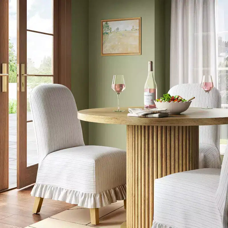 Rounded Back Slipcovered Dining Chair with Ruffle - Threshold