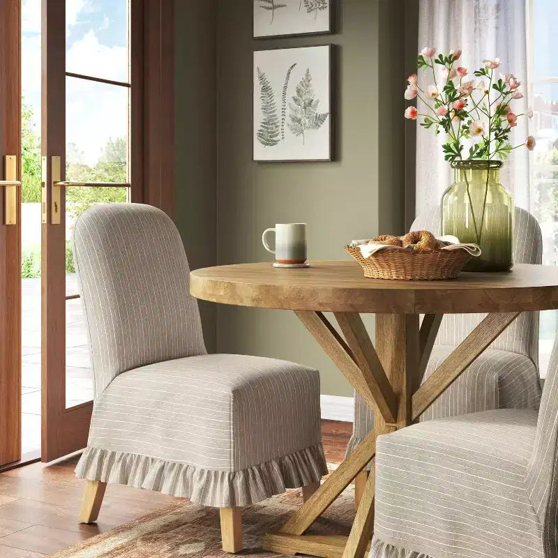 Rounded Back Slipcovered Dining Chair with Ruffle - Threshold