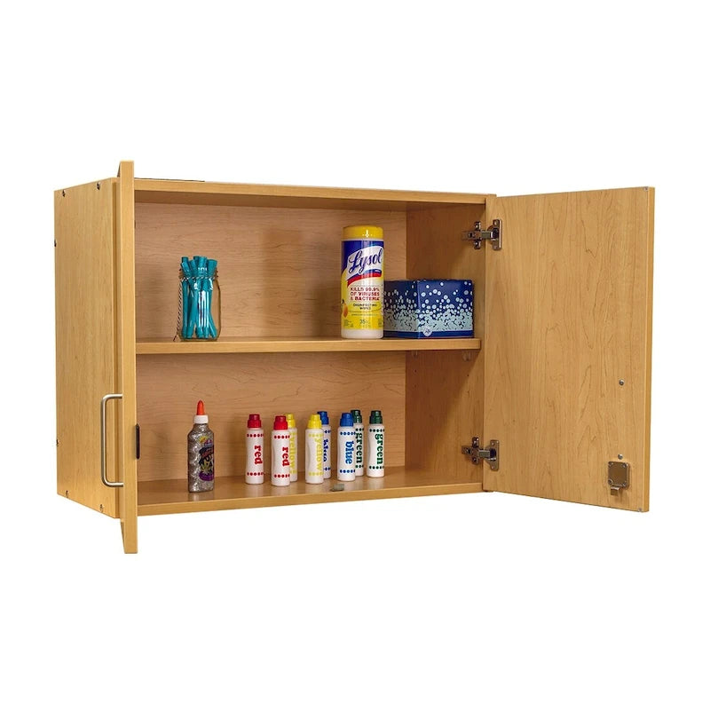 30"W x 22.5"H 2-Level Wall Cabinet, Locking Doors, Adjustable Shelf, GREENGUARD Gold, USA Made