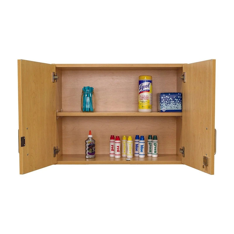 30"W x 22.5"H 2-Level Wall Cabinet, Locking Doors, Adjustable Shelf, GREENGUARD Gold, USA Made