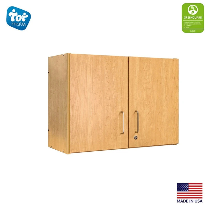 30"W x 22.5"H 2-Level Wall Cabinet, Locking Doors, Adjustable Shelf, GREENGUARD Gold, USA Made