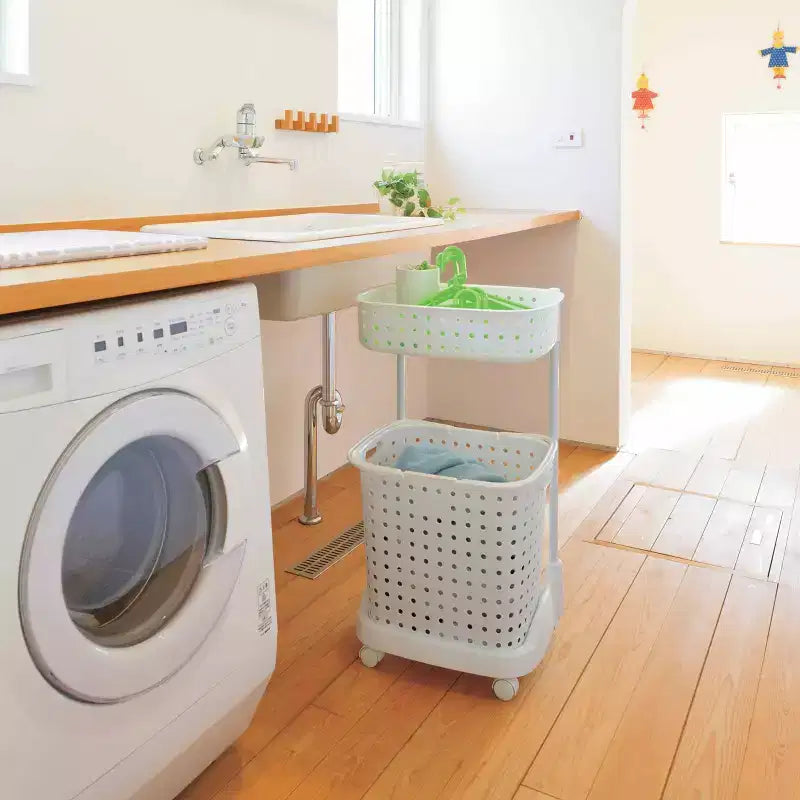 JEJ Astage Paniers à Linge Mobiles avec Étagère à Plusieurs Niveaux
