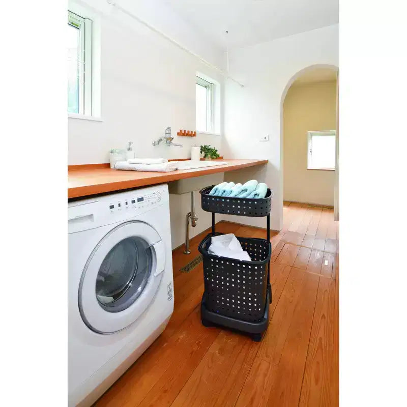 JEJ Astage Paniers à Linge Mobiles avec Étagère à Plusieurs Niveaux