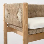 Banc Elden en bois avec dossier tissé et coussin d'assise amovible - Threshold conçu avec Studio McGee