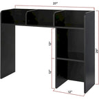 Étagère de bureau en bois de 37"L avec tablettes divisées, finition noire, organisateur de bureau et de dortoir