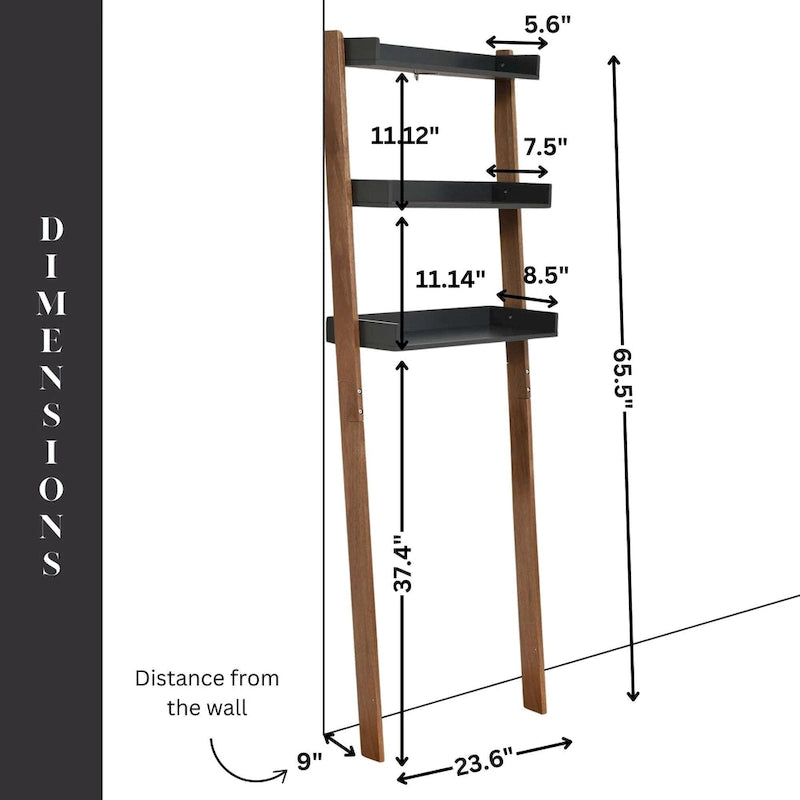 Over-The-Toilet Storage Shelf with Ladder Design 3 Trays - 23.6 W x 8.5 D x 65.5 H