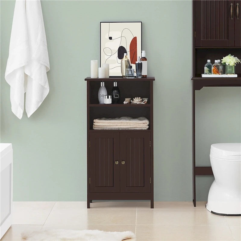Yaheetech 5-Tier Wooden Bathroom Floor Cabinet with Adjustable Shelf