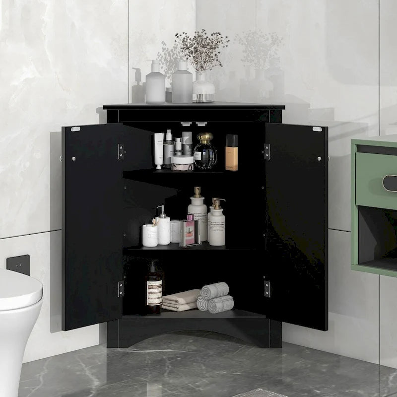 Bathroom Storage Cabinet with Adjustable Shelves Freestanding Floor Cabinet - 17.2L x 17.2W x 31.5H