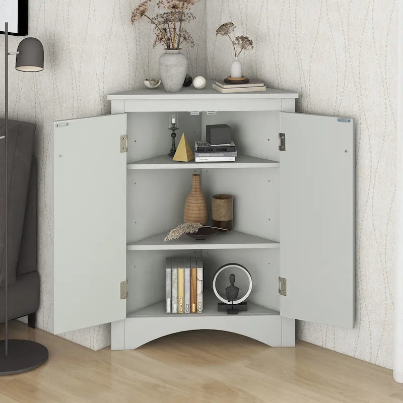 Bathroom Storage Cabinet with Adjustable Shelves Freestanding Floor Cabinet - 17.2L x 17.2W x 31.5H