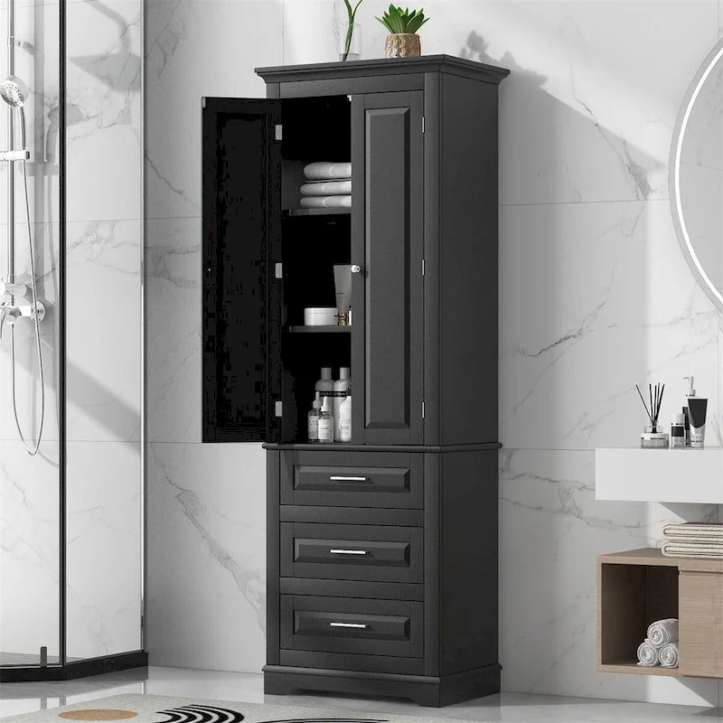 Tall Storage Cabinet with Three Drawers for Bathroom/Office