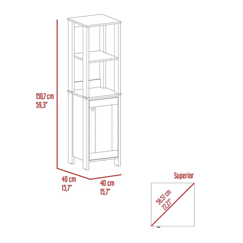 Bathroom Floor Cabinet,Bathroom Storage Cabinet,Two Interior Shelves,Two Open Shelves,Single Door