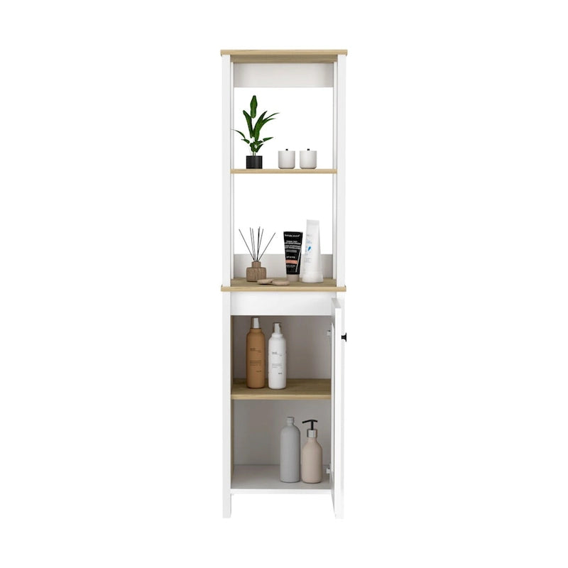 Bathroom Floor Cabinet,Bathroom Storage Cabinet,Two Interior Shelves,Two Open Shelves,Single Door