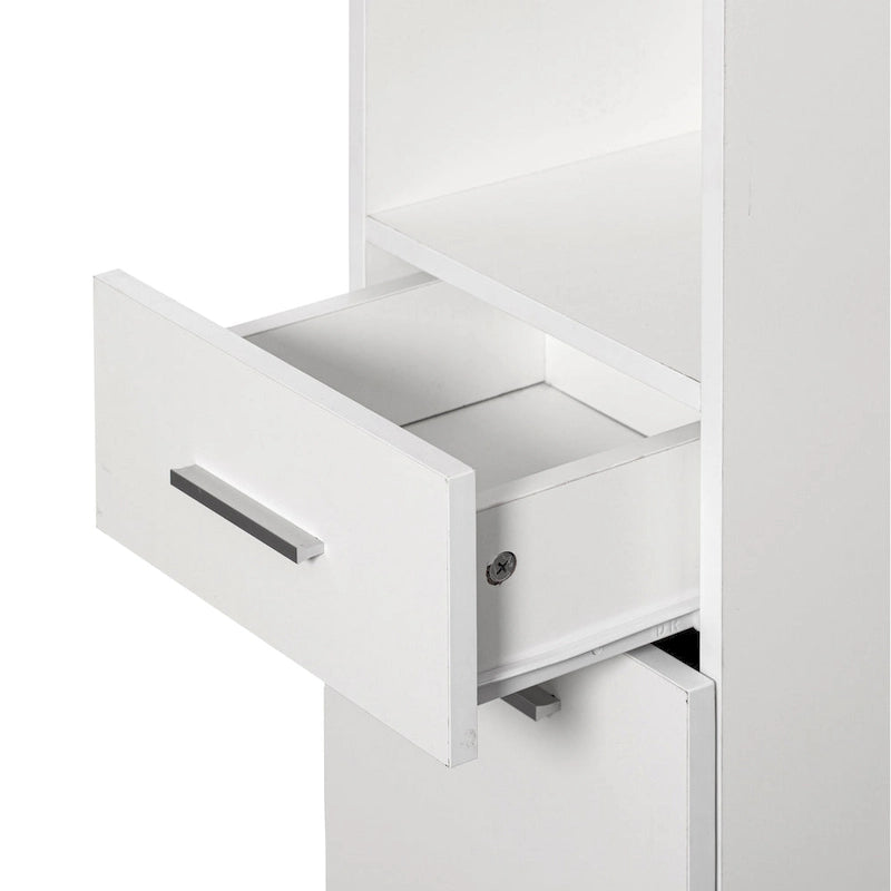 71.5 Inches Tall Thin Corner Shelf Floor Cabinet with 2 Doors, 1 Drawer, Freestanding Linen Tower Cabinet