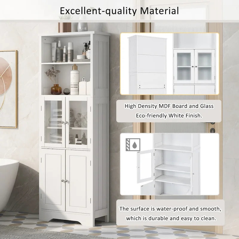 Meuble de rangement haut avec étagères et portes, panneau MDF