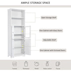 Meuble de rangement haut avec étagères et portes, panneau MDF