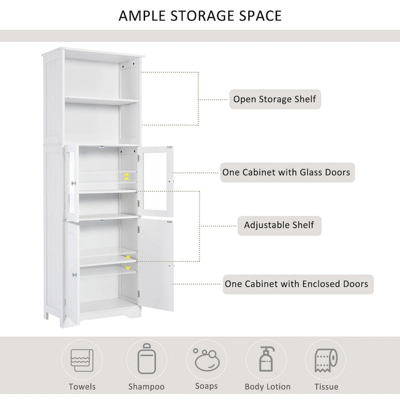 Tall Storage Cabinet with Shelves and Doors, MDF Board