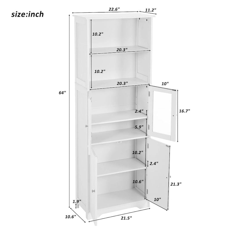 Meuble de rangement haut avec étagères et portes, panneau MDF