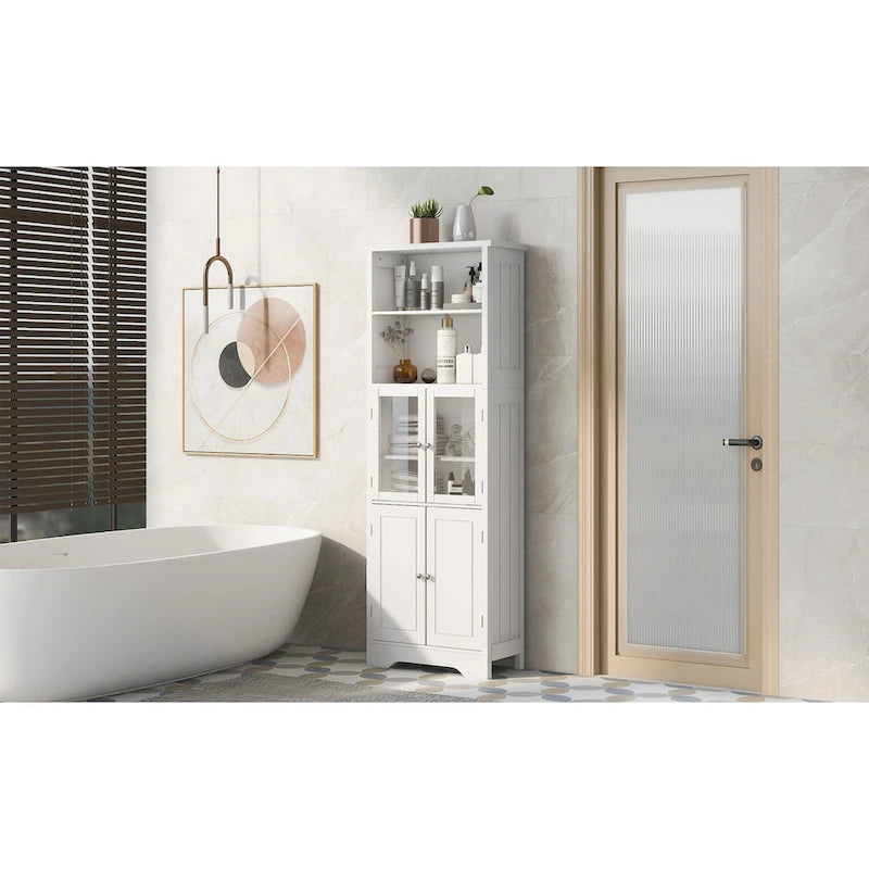Meuble de rangement haut avec étagères et portes, panneau MDF