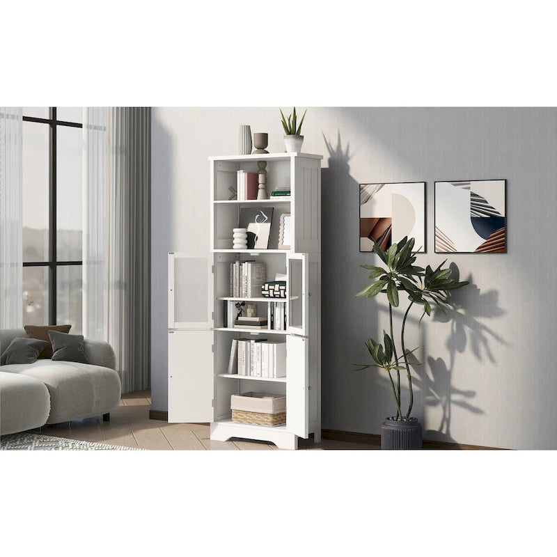 Meuble de rangement haut avec étagères et portes, panneau MDF