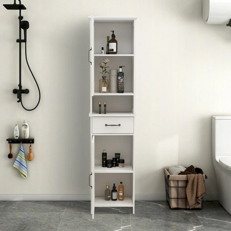 Double Door Narrow Height Slim Floor Standing Cabinet