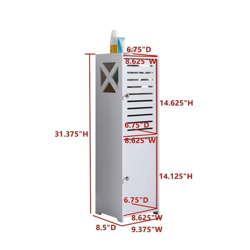 Bathroom Floor Storage Cabinet, White