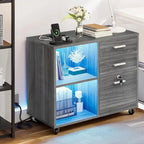 Moasis Classeur mobile à LED 3 tiroirs avec station de charge compatible format A4/Lettre