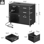 Moasis Classeur mobile à LED 3 tiroirs avec station de charge compatible format A4/Lettre