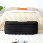 Banc de bout de lit moderne avec rangement, tissu sherpa capitonné, grand banc de rangement, pouf, tabouret à chaussures, long banc pour chambre à coucher