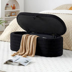 Banc de bout de lit moderne avec rangement, tissu sherpa capitonné, grand banc de rangement, pouf, tabouret à chaussures, long banc pour chambre à coucher