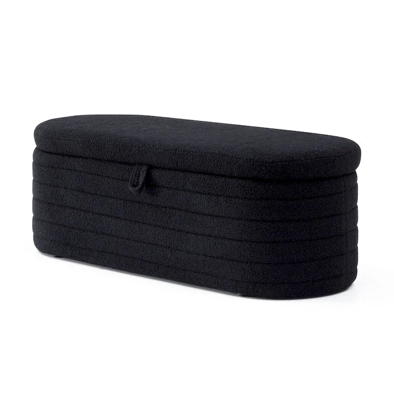 Modern End of Bed Bench with Storage Upholstered Sherpa Fabric Large Storage Bench Ottoman Shoe Stool Long Bench for Bedroom