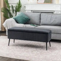 Banc de rangement en velours rayé de 112 cm, capacité de 136 kg, pieds en métal, style bout de lit ou entrée