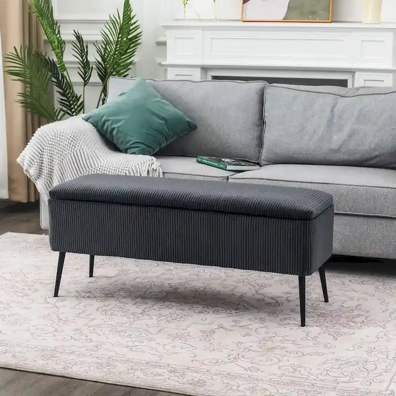 Adeco Upholstered Velvet Storage Bench 44 Inches Bed End Bench