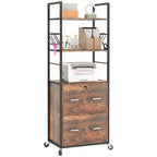 2 Drawer Mobile File Cabinet with Lock & Hanging Bar, Rustic Brown