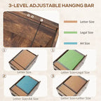 Classeur mobile 2 tiroirs avec serrure et barre de suspension, marron rustique