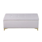 Grand ensemble de bancs de rangement, bancs combinés 2-en-1 avec garniture cloutée, bancs en velours capitonné avec pieds dorés, supporte 113 kg