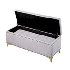 Grand ensemble de bancs de rangement, bancs combinés 2-en-1 avec garniture cloutée, bancs en velours capitonné avec pieds dorés, supporte 113 kg