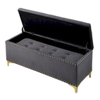 Grand ensemble de bancs de rangement, bancs combinés 2-en-1 avec garniture cloutée, bancs en velours capitonné avec pieds dorés, supporte 113 kg